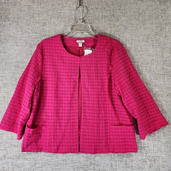 Chico's Jackets & Blazers - Chicos Textured Waffle Travel Jacket Womens US Large Raspberry Lined